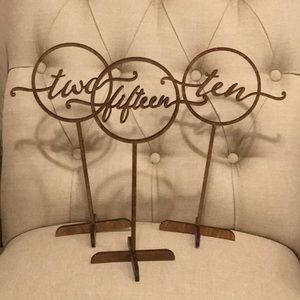 Wedding reception table numbers